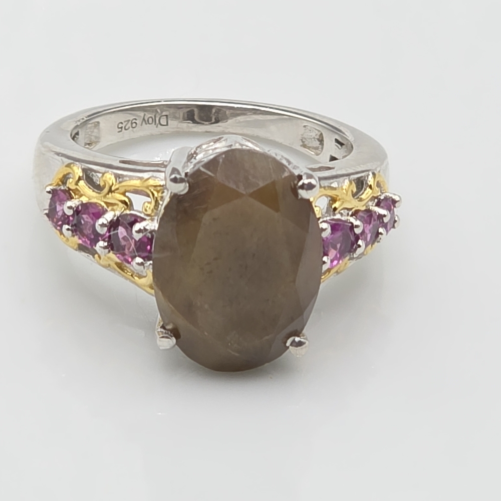 NWOT Rare Zawadi Chocolate Sapphire and Orissa Rhodolite Garnet Ring